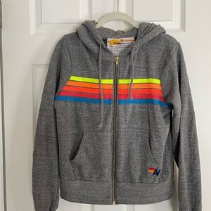 Aviator Nation Charcoal Jacket with Neon Stripes